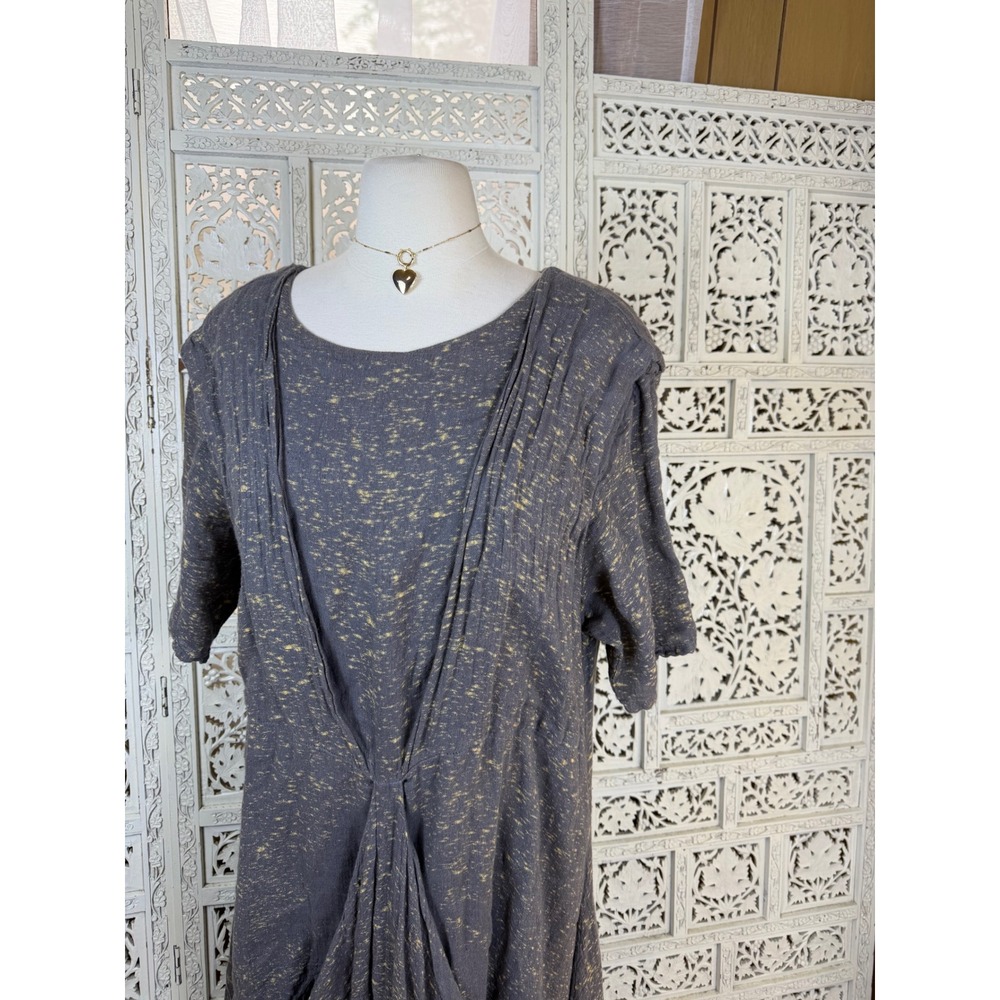 Cynthia Ashby Gray Linen Blend Dress Sz Medium Lagenlook Oversized Slouchy Boho - Picture 3 of 8